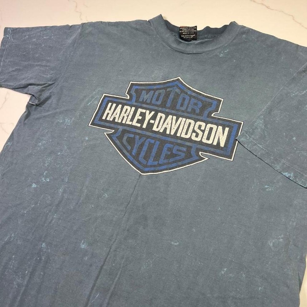 Harley-Davidson T-Shirt Mens XL Blue Acid Wash 90s faded single stitch